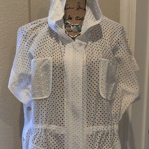 Chico's Sz 2 (Medium/Large) White mesh beach cover-up BNWT